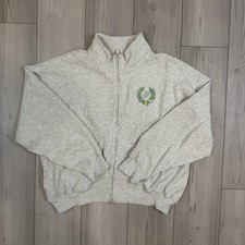 PINK Victoria's Secret Large Gray Ivy Fleece Campus Full-Zip Sweatshirt Crest