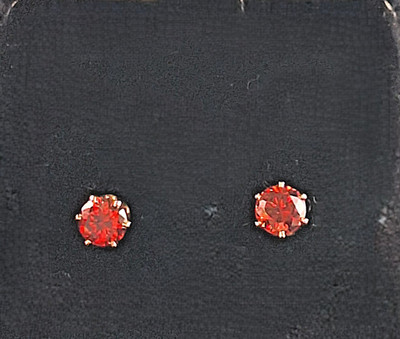 Vintage House of Nikolas Cubic Zerconia Ruby Stud Earrings - In Original Box