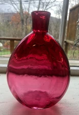 Pairpoint Decorative Hand Blown - Ruby Red Flask - Signed on base