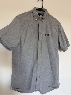 Tommy Hilfiger Thflex Half Sleeve Shirt Mens Adult M Gray Button Up Regular