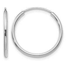 14k White Gold 1.50mm Polished Endless Hoop Earrings L 18mm, W 18mm