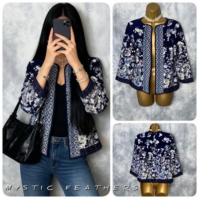 New Women s PER UNA M&S Violet Floral 3/4 Sleeve Elegant Classy Jacket Size 8 UK