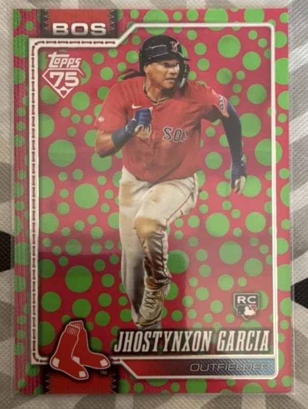 Topps 2026 #316 Jhostynxon Garcia Rookie Green Pink Polka Dots Parallel Red Sox 