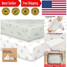 2-Pack Mini Crib Sheets Fitted - 38x26 Pack N Play Sheets for Pack and Play M...