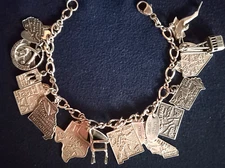 VINTAGE MAISEL'S TRADING POST SOUTHWEST STATES * STERLING SILVER CHARM BRACELET