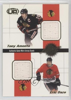 2001-02 Pacific Heads Up Game-Worn Jersey Quads Tony Amonte Eric Daze #6 0uj7