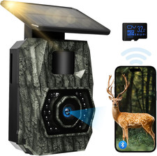 Solar Trail Camera WiFi Bluetooth 48MP 30FPS, 0.1S Trigger, IP66, 32GB Card
