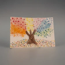 Rainbow Tree Original ACEO / ATC / Miniature Art Card / Trading Card Size