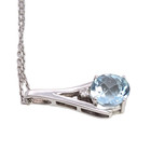 ESTATE VINTAGE 14K WHITE GOLD BLUE GEMSTONE DIAMOND PENDANT 18" NECKLACE #8149 — photo 3