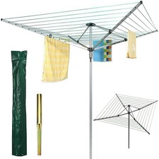 Image of Heavy Duty 4-Arm Rotary Washing Line Clothes Dryer - 60M/50M/40M Outdoor Airer