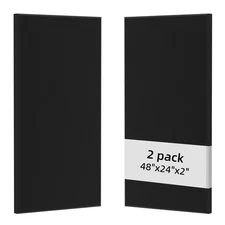 Wall Acoustic Panels 2 Pack: 48"x24"x2" Fabric Wrapped Sound Reducing Panels