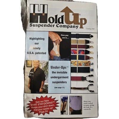 HoldUp 1.5'' Wide Black Ski-Up Suspenders With Black Jumbo Gripper Clasp USA MADE