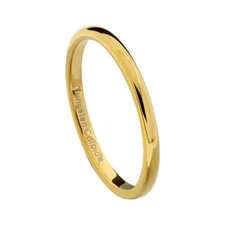 2mm Gold Plated Tungsten Carbide Men Women Wedding Band Ring Polish Dome