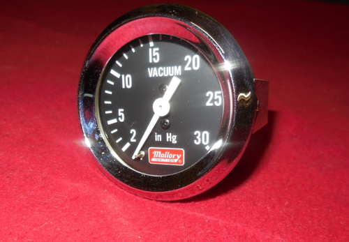 Vintage Mallory Ignition 2 1/8" 0 - 30 inch vacuum gauge Gasser Hot Rod Day 2 - Picture 2 of 6