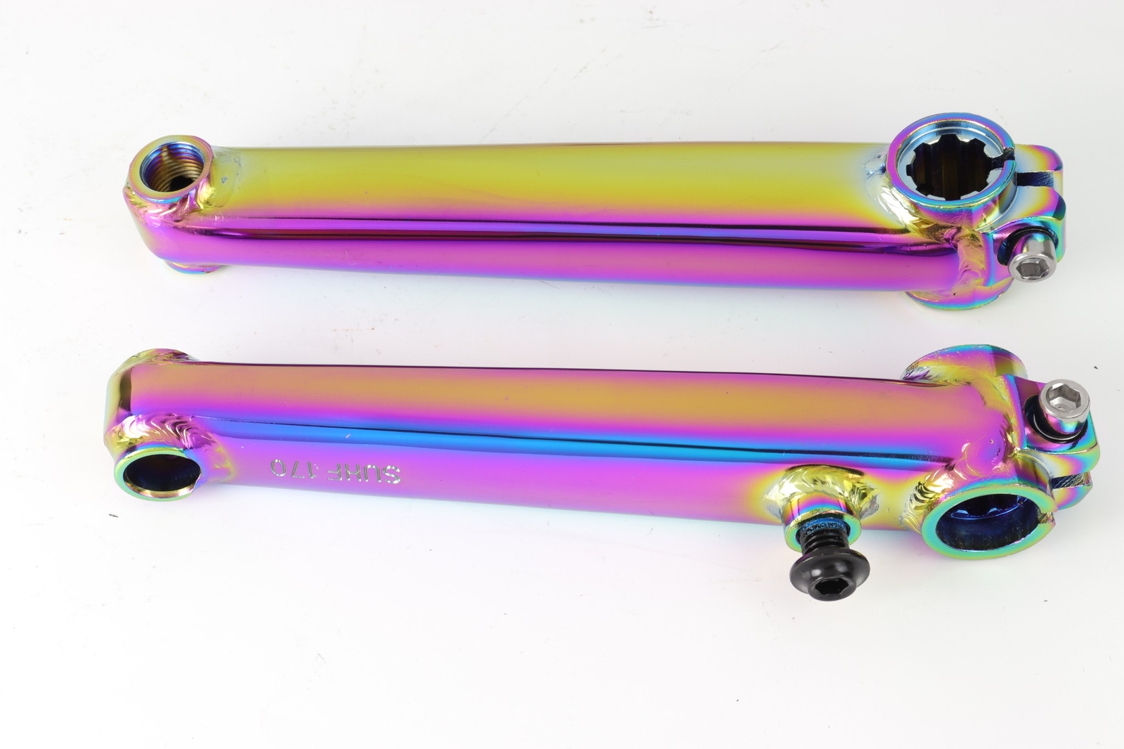 ENIX BMX 8T CHROMOLY 170MM CRANK ARM SET NEON OIL SLICK