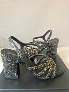 chanel block heel sandals