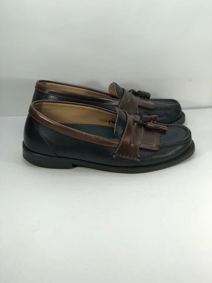 Borelli Wes Kilti slip on tassel leather black cordovan loafers mens size 7 M - Image 2 of 4