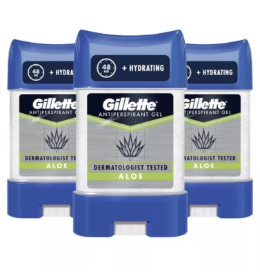 3 x Gillette Aloe Gel Deodorant Antiperspirant Irresistible Confident Fresh