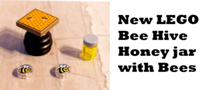 New LEGO BeeHive Printed Bumblebees Hive Bees Honey Jar Set Round Stump Hive