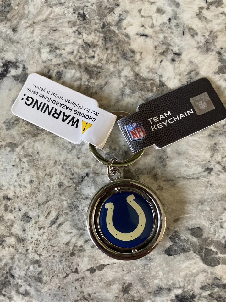 NFL Indianapolis Colts Spinning Logo Key Ring Keychain Forever Collectibles - Image 2 of 4