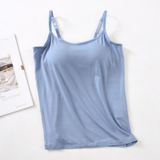 Modal Built In Bra Camisole Tank Soft Support Wire Free Everyday Top Women Wear