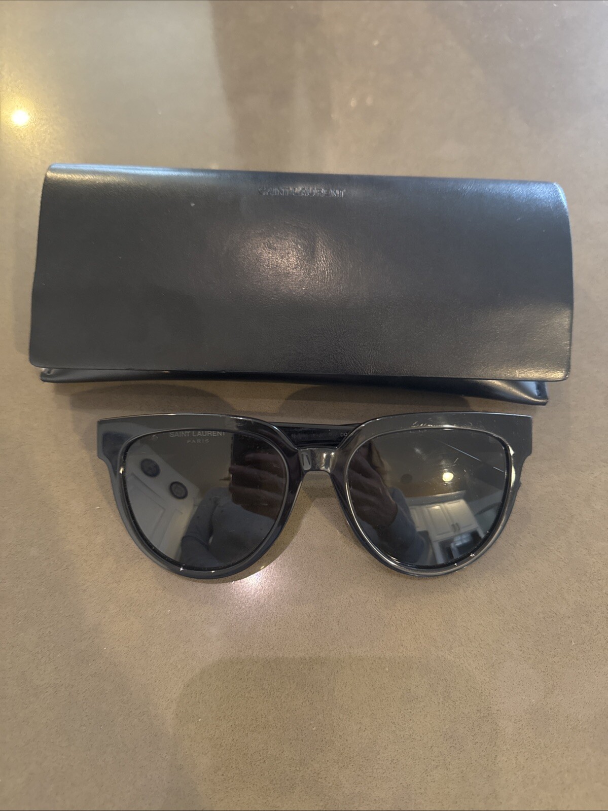 Occhiali da sole YSL Saint Laurent neri tondi occhio di gatto SL M28 54 19 140