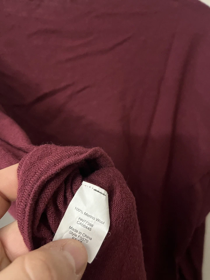 Madewell Northlight Merino Wool Sweater Hi Low Pullover Maroon F5570 Women’s L - Image 4 of 4