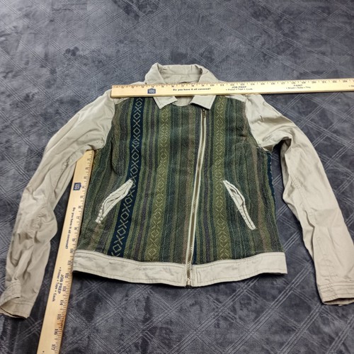 Harper Jacket Womens Sz M Moto Asymetrical Zip Aztec Embroidered 100% Cotton - Picture 7 of 14