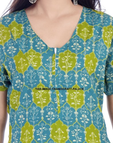 Ladies Women Nightwear Printed 100% Cotton Short Sleeve Long Nightdress Maxi - Picture 6 of 31