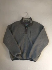 Roundtree Yorke Mens Sweater Medium Gray Polartec Fleece Long Sleeve Pullover