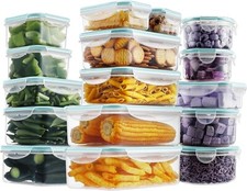 HOMBERKING 32 Pieces Food Storage Containers Set with Snap Lids 16 Lids 16 Co