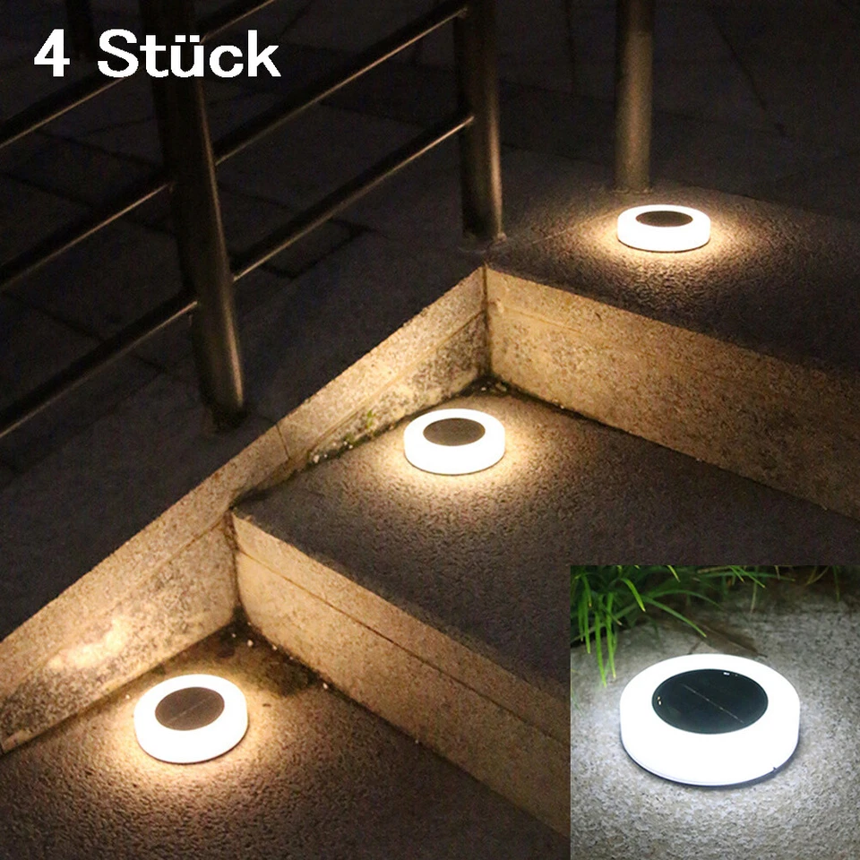 4x 8LED Solarleuchte Bodenstrahler Außen IP65 Gartenleuchten Garten Solarlampen - Bild 2 von 4