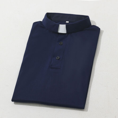 T-Shirt Herren Klerus Poloshirt Priester Vikar Pastor Tops mit Kleriker Tab Kragen - Bild 37 von 38