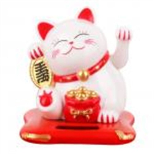 Home Solar Powered Maneki Neko Waving Arm Lucky Cat Car Decoration Fortune Cat - Picture 13 of 14