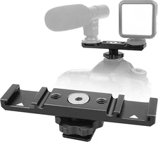 Dual Cold Shoe Mount Bracket,Chromlives Dual Hot Shoe Extension Bar,Cold Shoe Mo