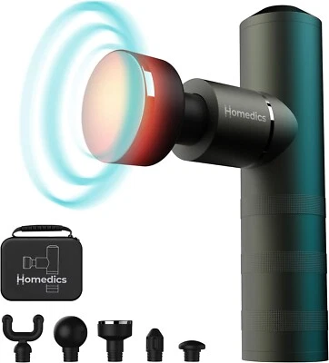 Homedics MYTI Mini Massage Gun with Heat Handheld Deep Tissue Muscle Massage GrY