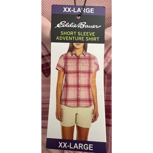 Eddie Bauer Damen Kurzarm Adventure Hemd rosa kariert Gr. XXL Neu mit Etikett - Bild 6 von 9