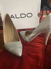 Aldo women's size 7 CAVAZZANA sleek shiny silver pump