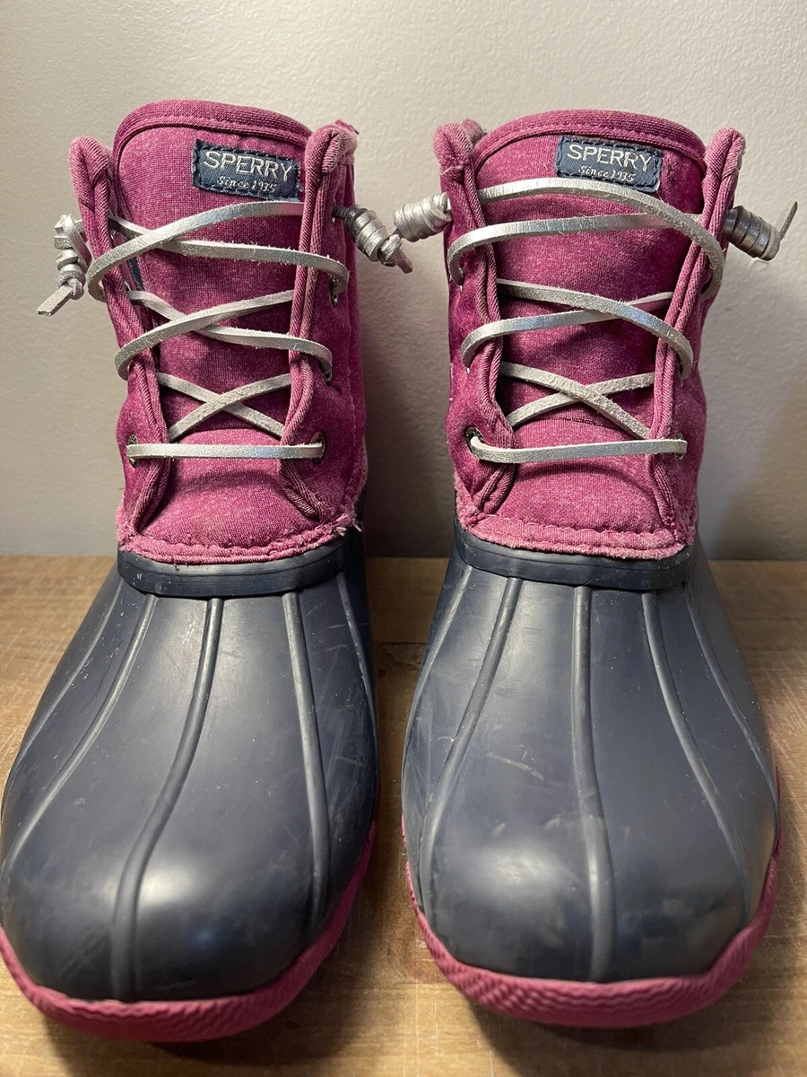 purple sperry rain boots