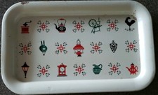 Vintage Metal Tray Retro Kitchen Klatsch Coffee Pot Teapot Rooster Pitcher Print