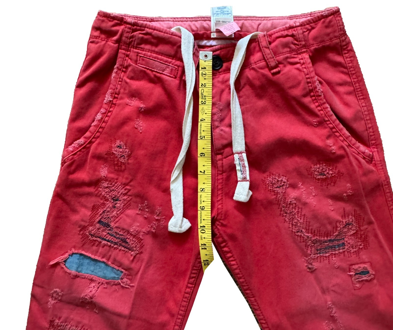 TRUE RELIGION "ROMAN" RED PATCHWORK DRAWSTRING JE… - image 6