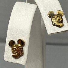 Disney Mickey Mouse Vermeil Earrings Pierced Stud Sterling Silver New Backs Mini