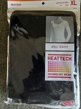 NEW Uniqlo XL/L Heattech Black Scoop Neck Long Sleeve T Shirt Top