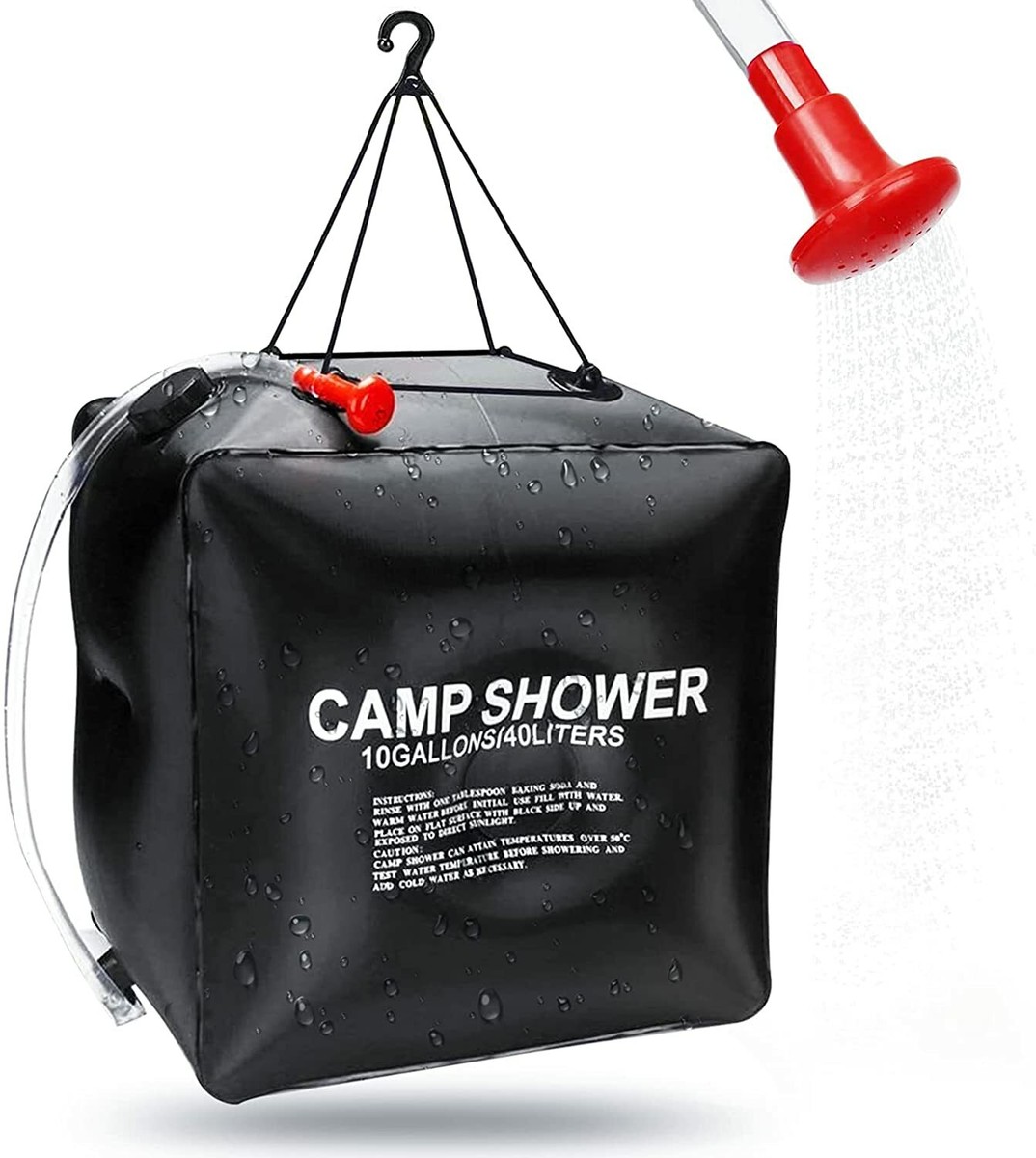 Ducha Solar Portátil De Viaje Camping 40/20L Agua Caliente Con Tubo Y Ducha