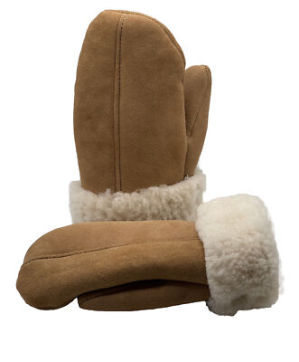 REAL GENUINE SHEEPSKIN SHEARLING LEATHER MITTENS Unisex Fur Winter Gloves S-3XL