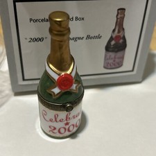 PHB Champagne Millennium ‘Celebrate 2000’ Hinged Trinket Box Bottle New Years
