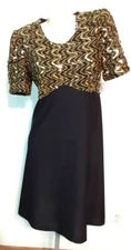 Southeastern Black Show Choir Dress Gold Lame' Sequins Top Flared Skirt Size 8
