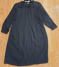 Halston Pleated Midi Dress Sz Medium Black Whimsigoth Goth Grunge Vampire Witchy