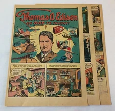 1942 six page cartoon story~ THOMAS EDISON
