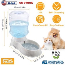 1 Gal Automatic Pet Dog Cat Waterer Gravity Self Dispenser Auto Dish Bowl Feeder